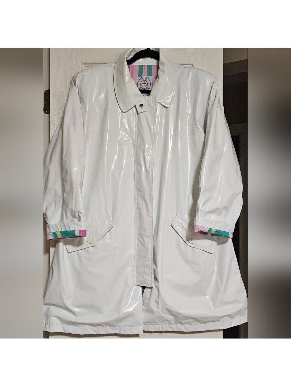 Vintage J.G. Hook White Rain Coat Size Medium